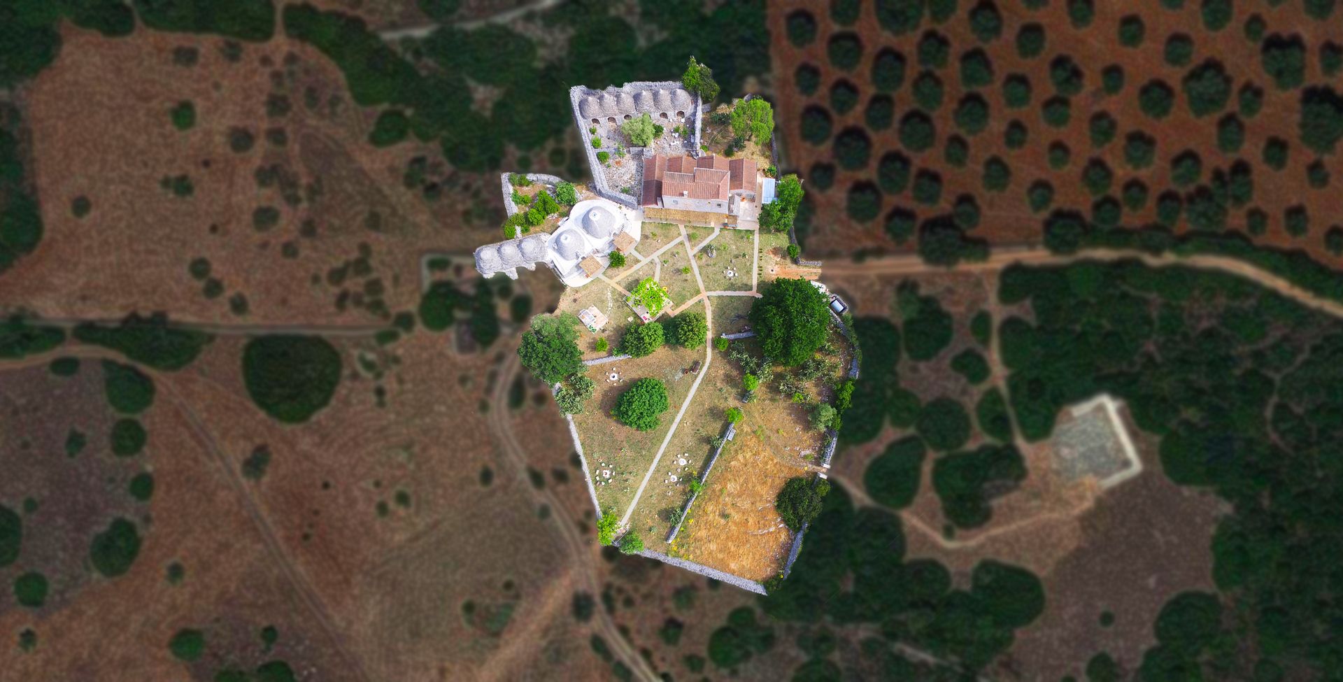 The heart-shaped courtyard, from the sky